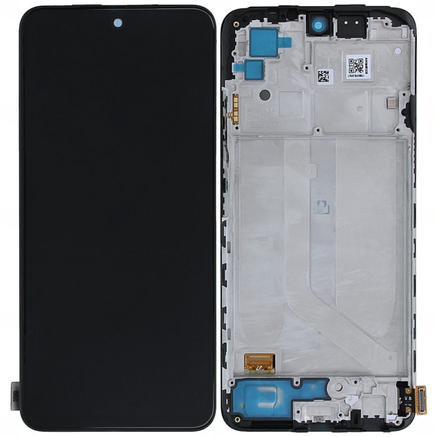 Oryginalny wyświetlacz LCD + ekran dotykowy Xiaomi Redmi Note 10S (4G) / Note 10 (4G) (2021) / Poco M5s (2022) 5600020K7B00 SERVICE PACK czarny z ramką