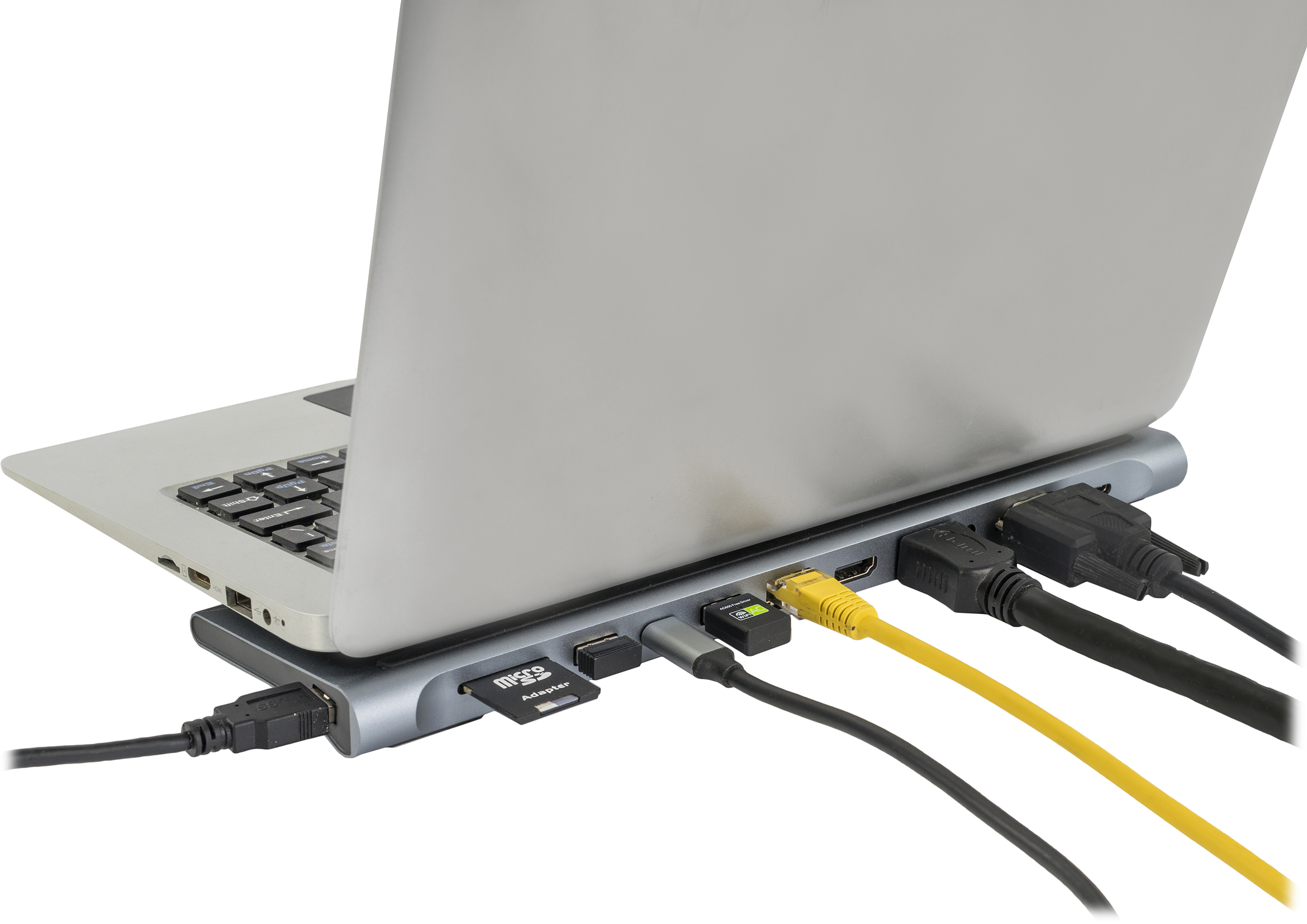 HUB USB-C z dwoma portami HDMI, VGA, LAN RJ45, USB 3.0