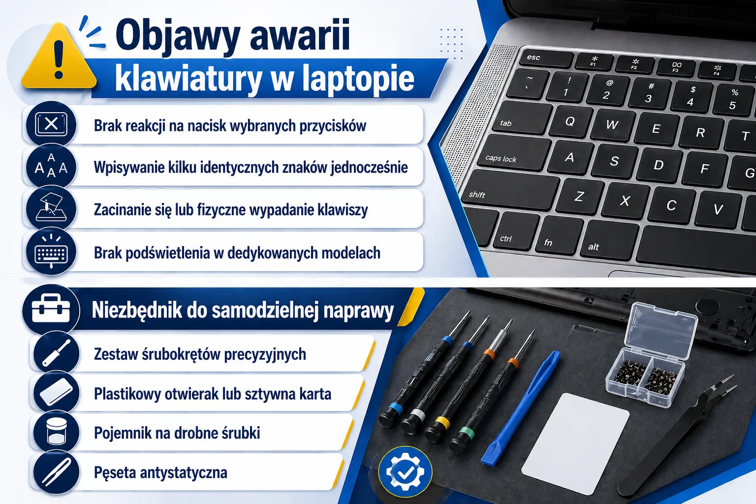 Objawy awarii klawiatury w laptopie