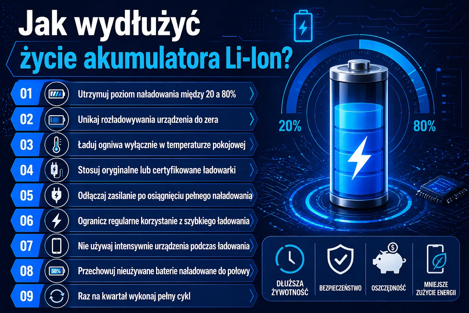 Jak wydłużyć życie akumulatora Li-lon?
