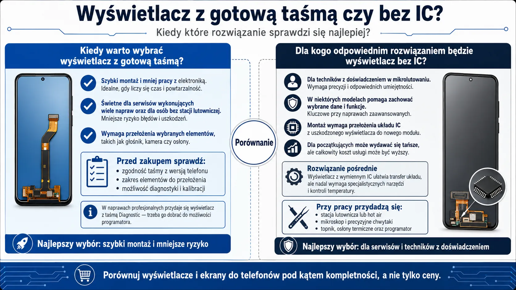 Wyświetlacz z gotową taśmą czy bez IC? Kiedy które rozwiązanie sprawdzi się najlepiej?