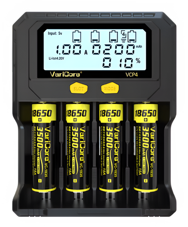 Ładowarka VariCore VCP4+5V 3A do akumulatorów AA AAA 18650 21700 26650
