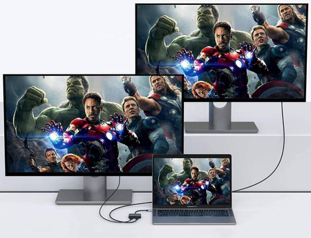Adapter przejściówka HUB USB-C 2x HDMI 4k 30hz 