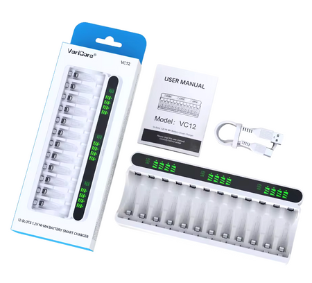 Ładowarka do Akumulatorów 12-kanałowa VariCore VC12+ do AA AAA Ni-MH Ni-CD