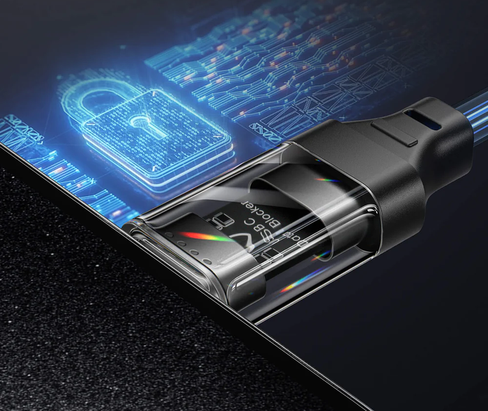 Przezroczysty bloker danych Data Blocker Kabel JSAUX USB-C do USB-A 2m