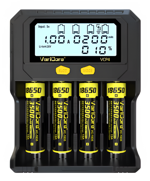 Ładowarka VariCore VCP4+5V 3A do akumulatorów AA AAA 18650 21700 26650