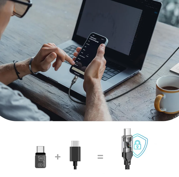 Przezroczysty bloker danych Data Blocker Kabel JSAUX USB-C do USB-A 2m