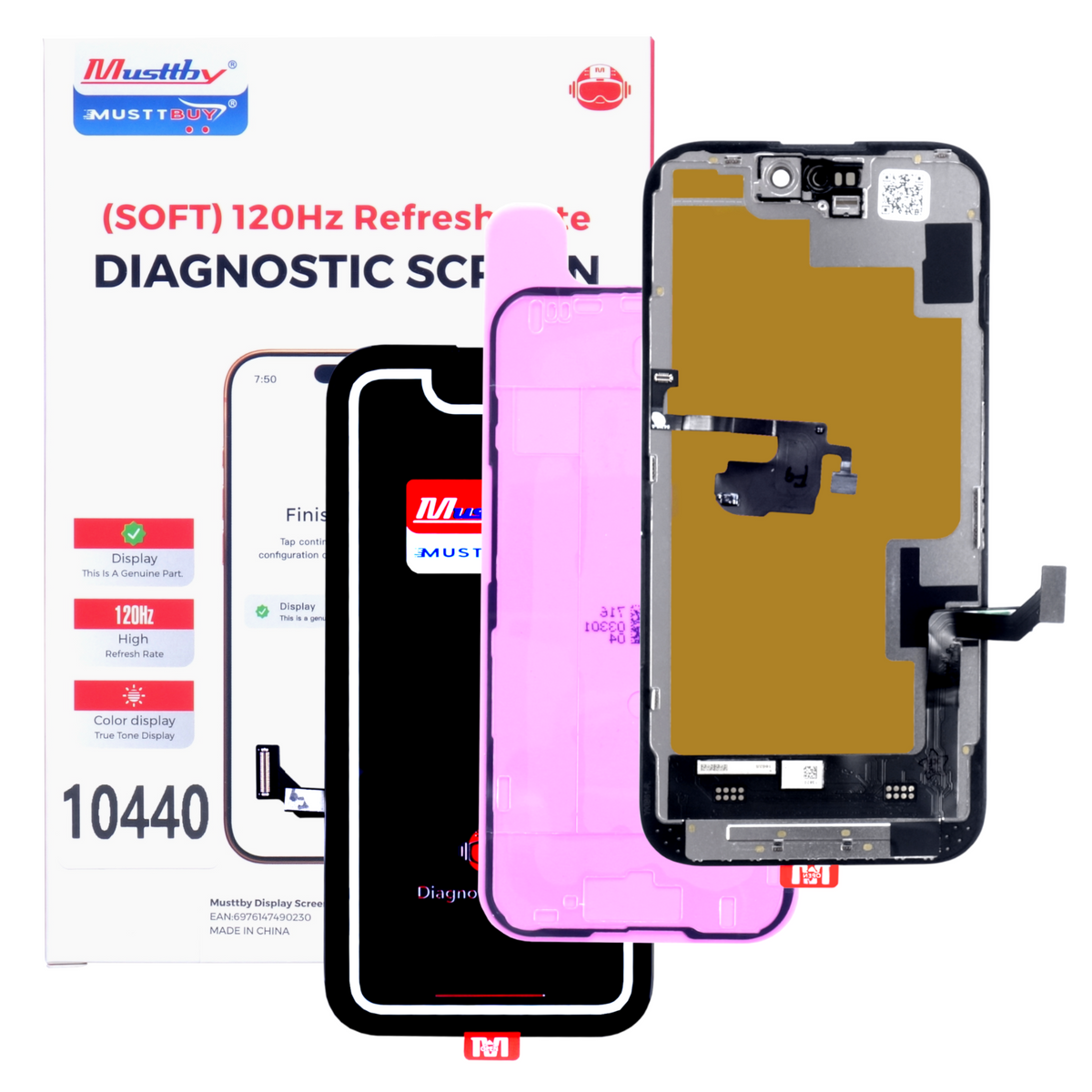 Wyświetlacz do Apple iPhone 15 z taśmą Proximity Light Sensor Diagnostic