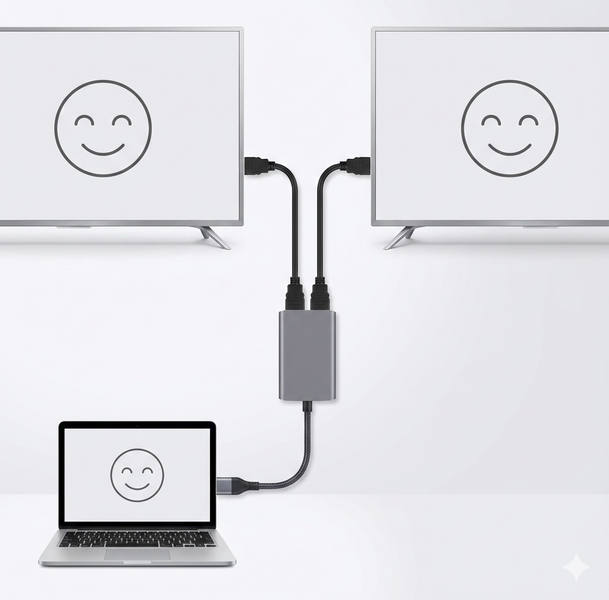 Adapter Rozdzielacz Stacja HUB USB / USB-C 2x HDMI dla dwóch monitorów