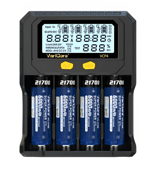 Ładowarka VariCore VCP4+5V 3A do akumulatorów AA AAA 18650 21700 26650