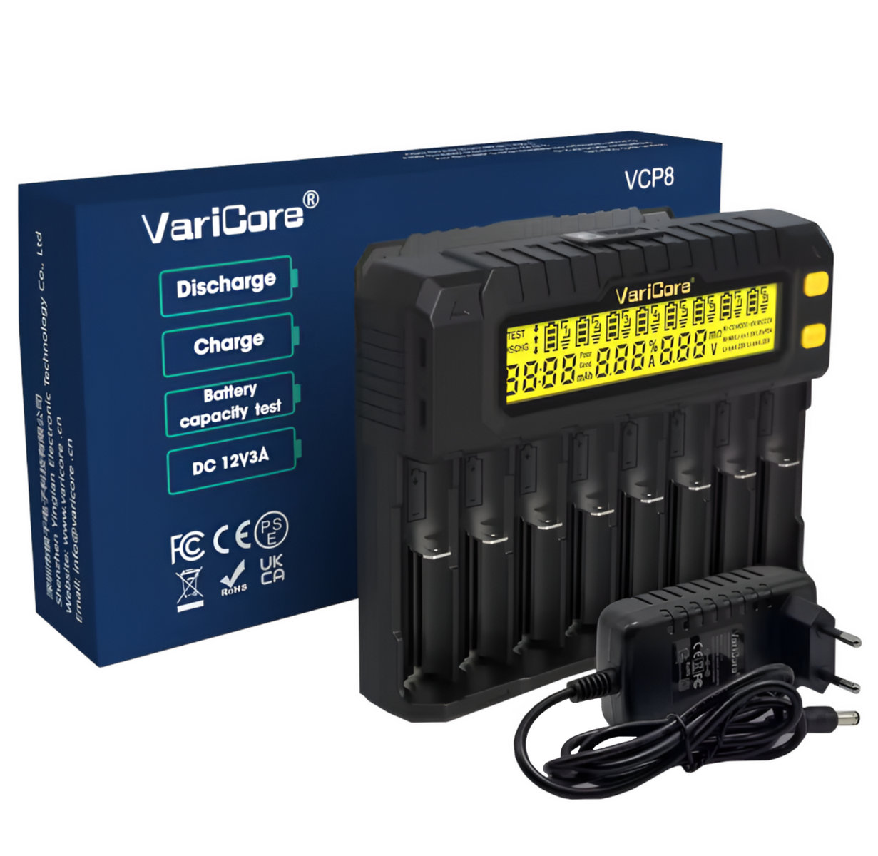 Ładowarka VariCore VCP8 do baterii akumulatorów AA AAA 18650 21700 26700