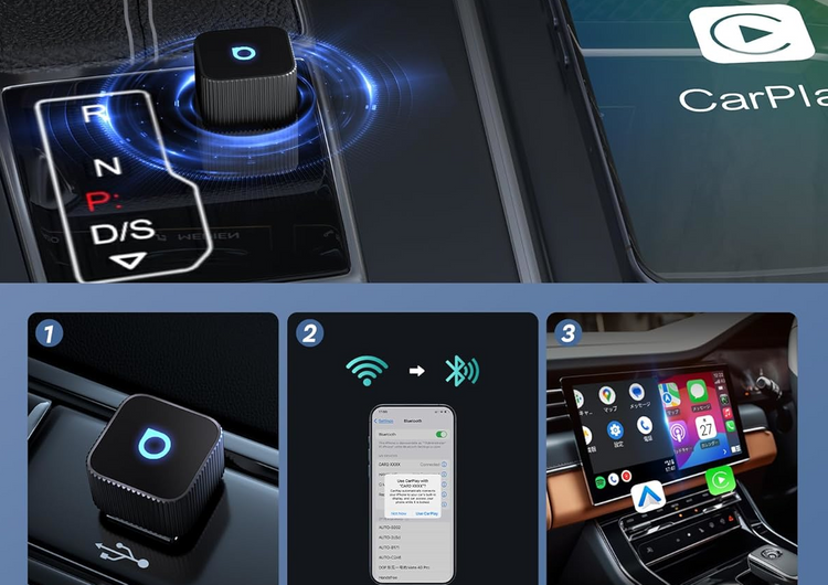 Bezprzewodowy Adapter Ottocast Mini Cube CarPlay / Android Auto Czarny