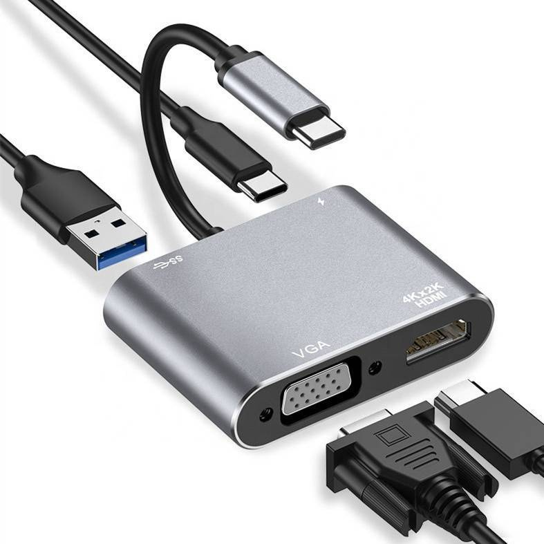 Adapter przejściówka HUB USB-C HDMI 4k VGA USB 3.0 PD