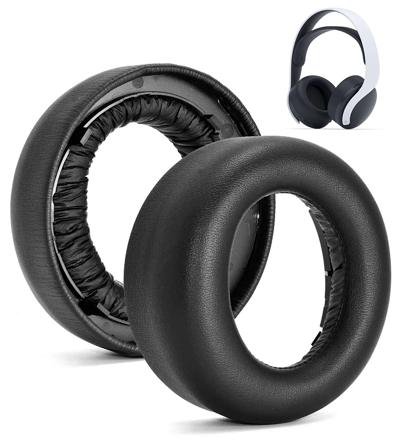 Nauszniki Pady Gąbki do SONY PS5 Wireless PULSE 3D NATURALNA SKÓRA Czarne