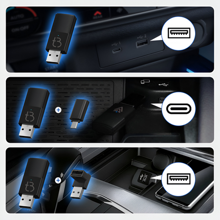Bezprzewodowy Adapter Mini USB TB NANO Carplay / Android Auto do samochodu czarny