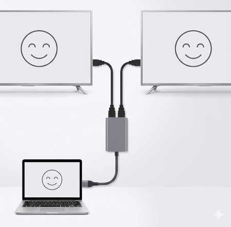 Adapter Rozdzielacz Stacja HUB USB / USB-C 2x HDMI dla dwóch monitorów