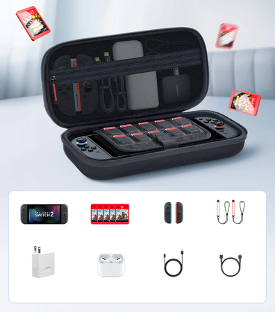 Przenośne Etui Mega Carry Case JSAUX do konsoli Nintendo Switch 2 Czarne