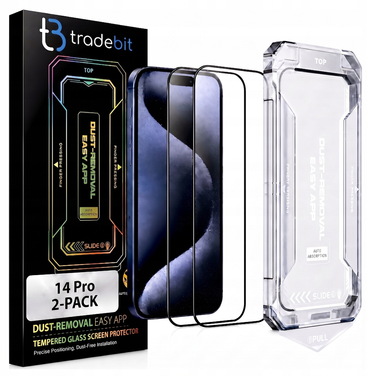 2x Szkło Ochronne 9H do iPhone 14 Pro Aplikator Łatwy Montaż Pełnoekranowe