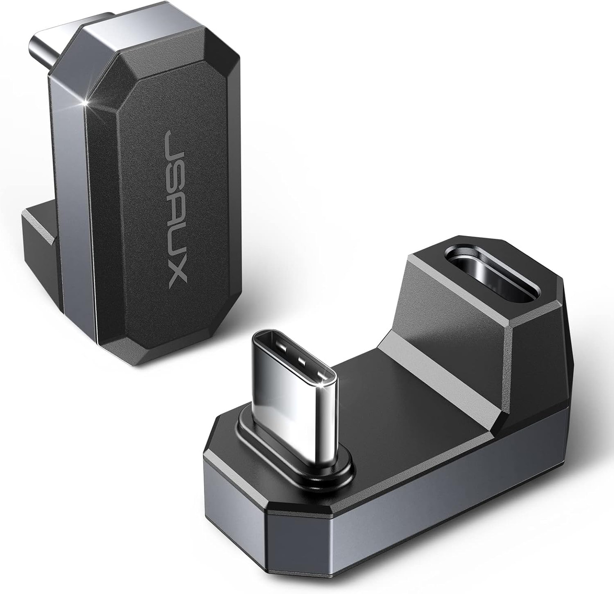 Przejściówka 180° USB-C męska do USB-C żeńskiej JSAUX 2szt. Srebrne