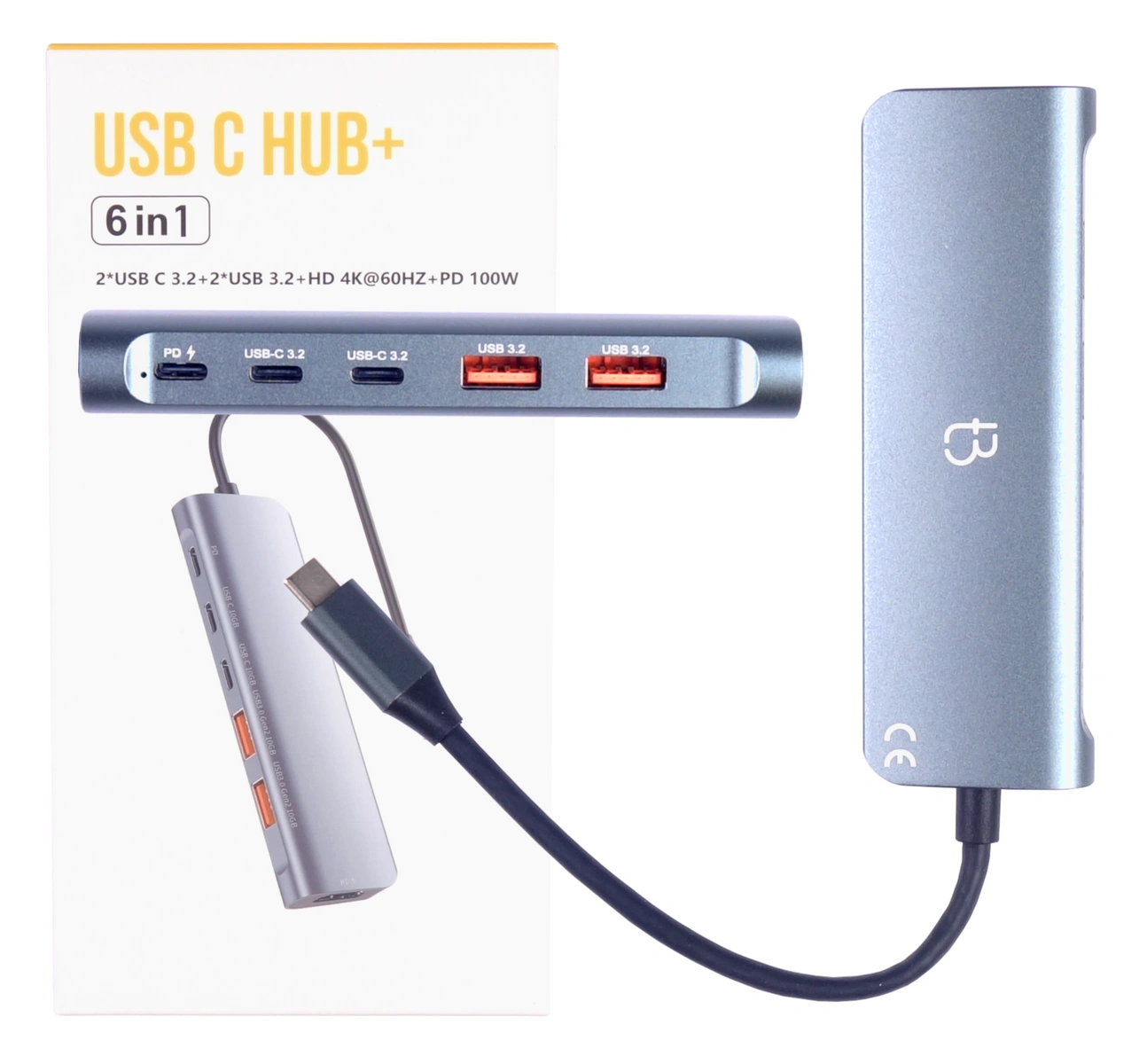 Stacja Dokująca HUB 6w1 2x USB-C + 2x USB 3.2 + HDMI 4K@60Hz + PD 100W