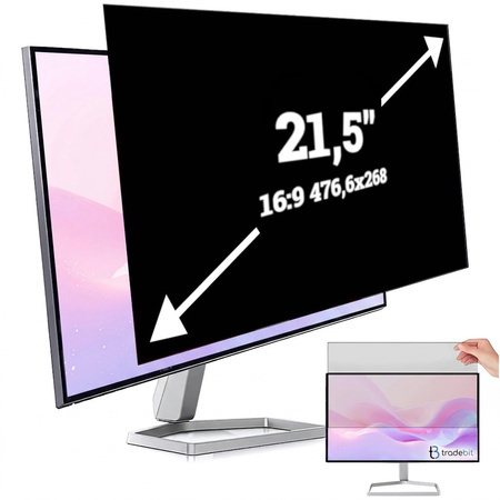 FILTR PRYWATYZUJĄCY na monitor ekran do laptopa 21,5" 16:9 476.6x268mm RODO
