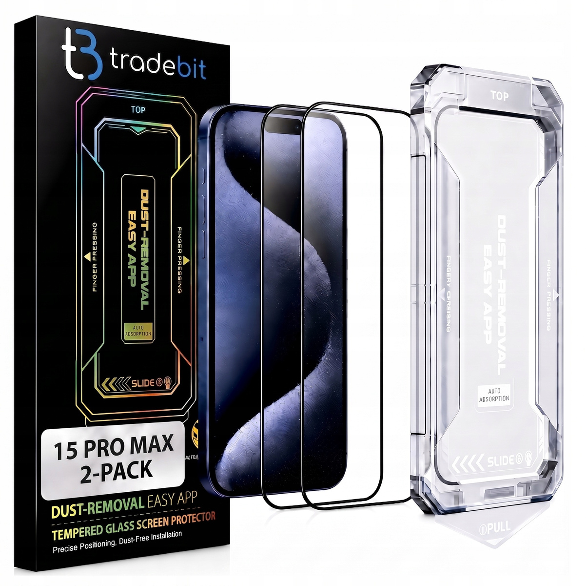 2x Szkło Ochronne 9H do iPhone 15 Pro Max Aplikator Łatwy Montaż Szybka