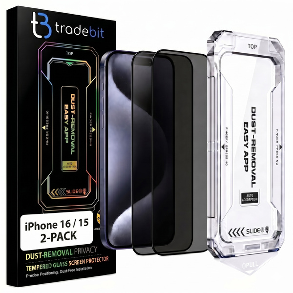 2x Szkło hartowane Prywatyzujące z aplikatorem do iPhone 16 / 15 Szybka