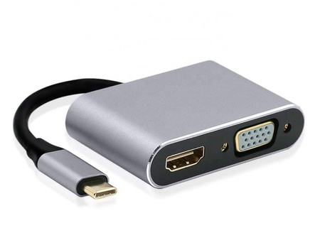 Adapter przejściówka HUB USB-C HDMI VGA 4K 