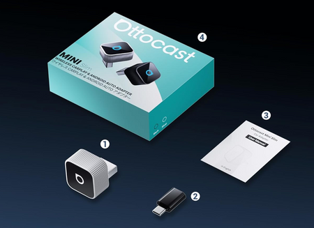 Bezprzewodowy Adapter Ottocast Mini Cube CarPlay / Android Auto Srebrny