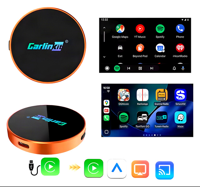 Adapter Samochodowy CarPlay Android Auto Mirror AirPlay Carlinkit CP2AM 4w1