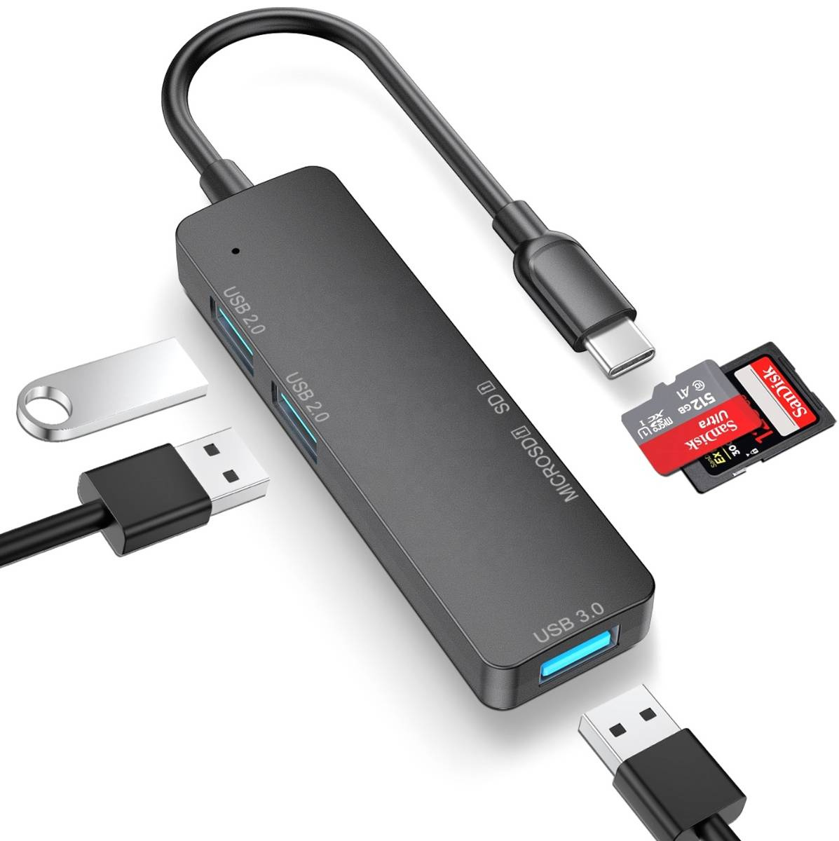 Adapter przejściówka HUB USB-C USB 3.0 Micro SD