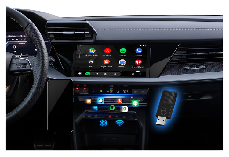 Bezprzewodowy Adapter Mini USB TB NANO Carplay / Android Auto do samochodu czarny