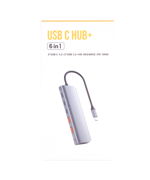 Stacja Dokująca HUB 6w1 2x USB-C + 2x USB 3.2 + HDMI 4K@60Hz + PD 100W