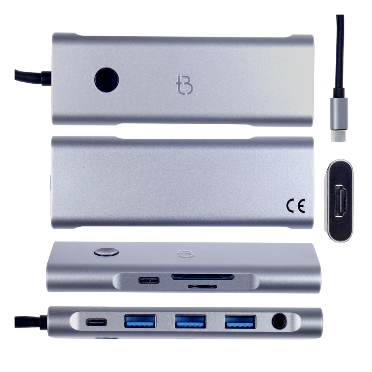 Stacja Dokująca 9w1 HUB USB 3.0 HDMI Power Delivery 100W 4K 60Hz Przycisk