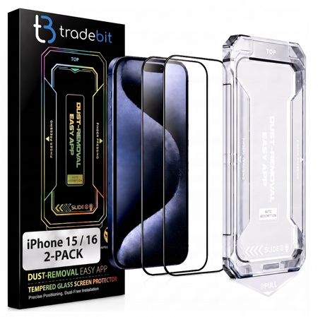 2x Szkło Ochronne 9H do iPhone 16 / 15 Aplikator Łatwy Montaż Pełnoekranowe