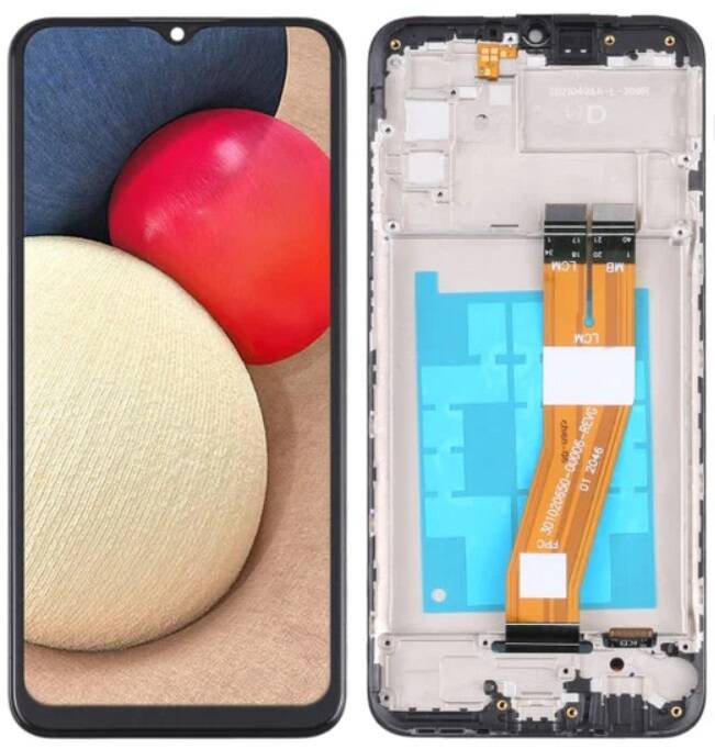 Oryginalny wyświetlacz LCD + ekran dotykowy Samsung SM-A025F Galaxy A02s  160,5 mm(IPS) Ramka czarna