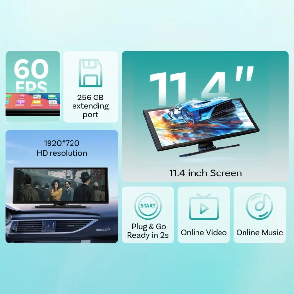 Wyświetlacz Monitor samochodowy Ottocast ScreenFlow 11,4" Apple Carplay Android Auto Język PL