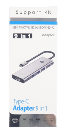 Stacja Dokująca 9w1 HUB USB 3.0 HDMI Power Delivery 100W 4K 60Hz Przycisk