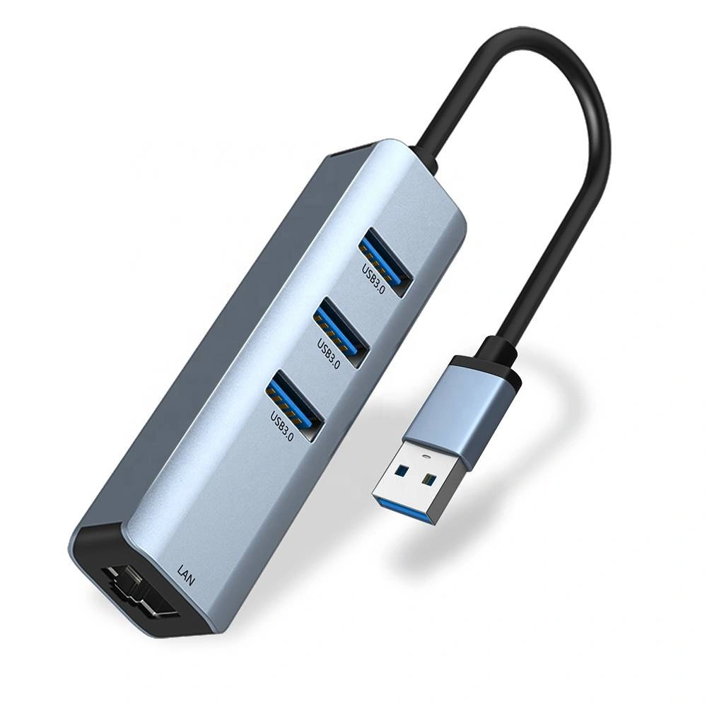 HUB adapter USB 3.0 Lan Ethernet RJ45 Gigabit 1000 Mbps Srebrny