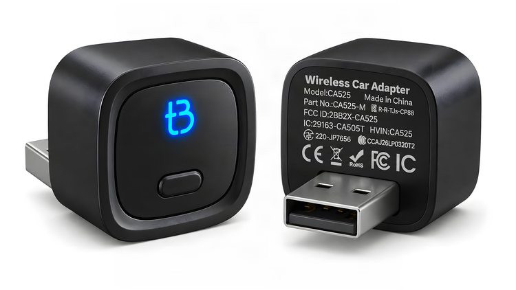 Bezprzewodowy Adapter TB NANO USB-A BT 5.4 WiFi dla Apple CarPlay Android Auto