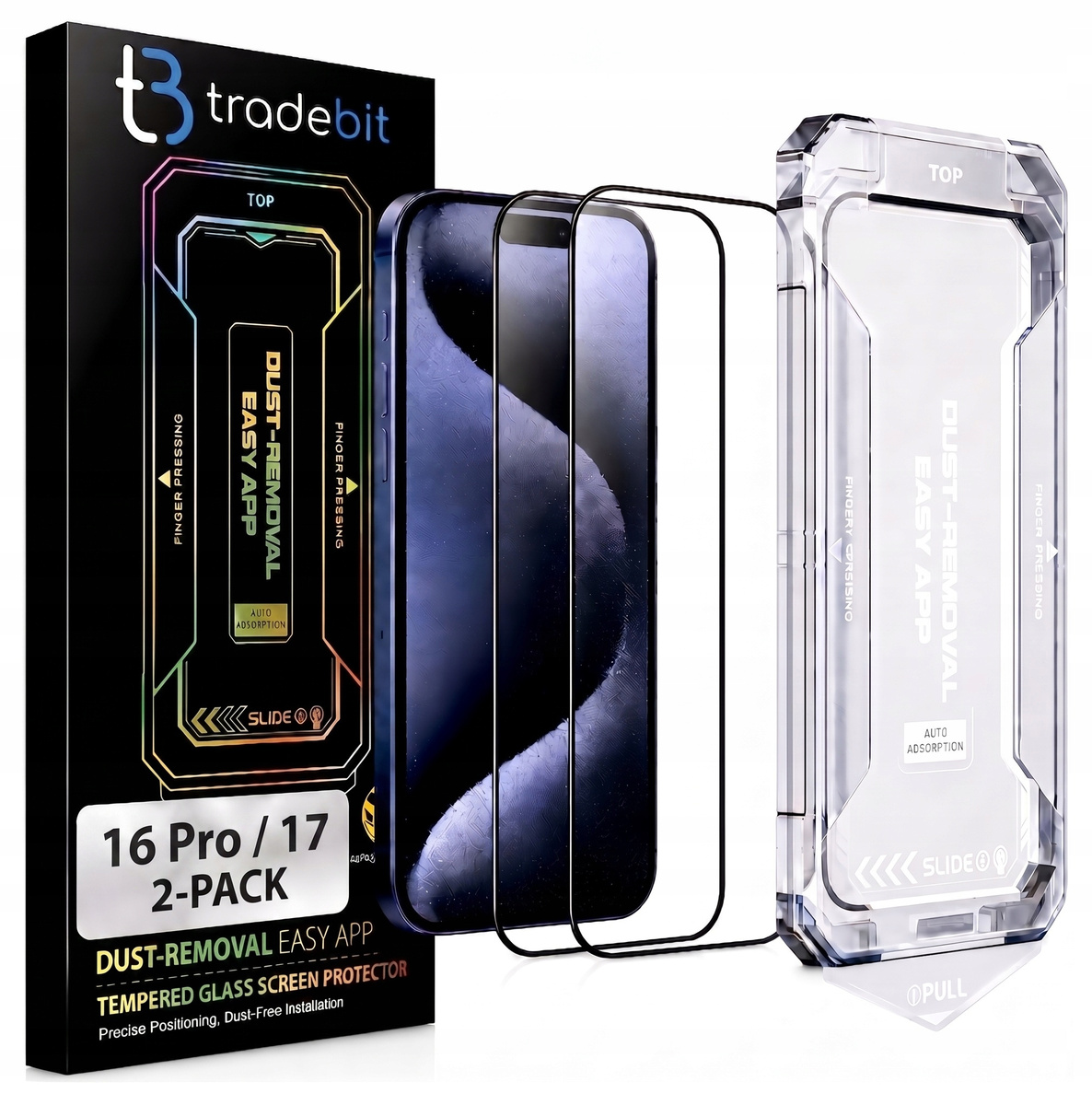 2x Szkło Ochronne 9H do iPhone 17 / 16 Pro Aplikator Łatwy Montaż Szybka