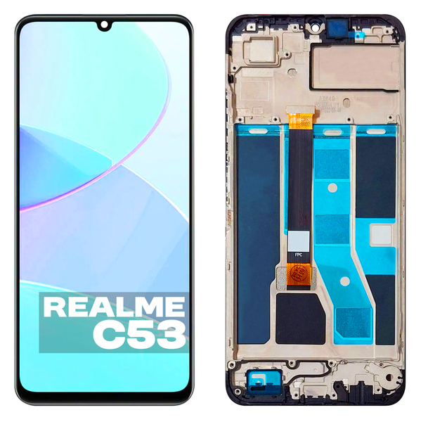Oryginalny wyświetlacz LCD Ekran dotykowy do REALME C53 RMX3760 z ramką