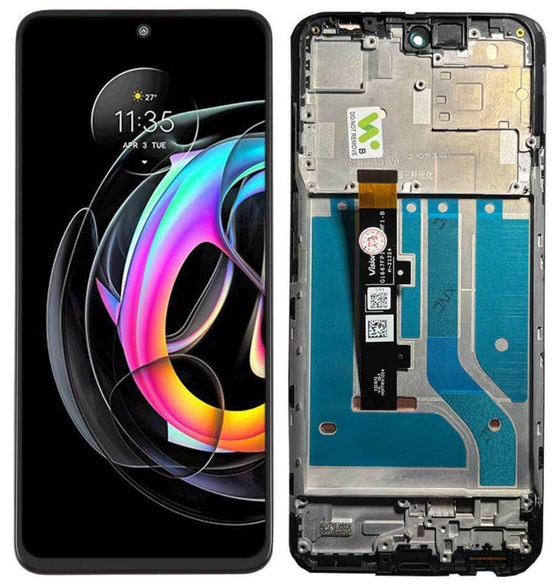 Oryginalny wyświetlacz LCD + ekran dotykowy Motorola Edge 20 Lite XT2139 (Regenerowany) Ramka czarna