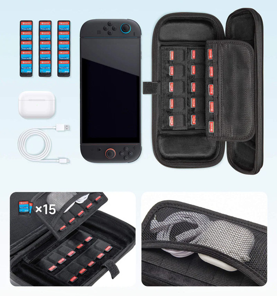 Przenośne Etui Futerał Obudowa JSAUX dla NINTENDO SWITCH 2 - Kieszeń na gry