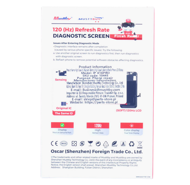 Wyświetlacz do Apple iPhone 16 Pro 120Hz z taśmą Light Sensor Diagnostic