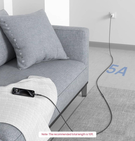 JSAUX Przedłużacz USB-C 3.2 100W 5A 10Gbps iPhone MacBook iPad Magsafe 4k 60Hz 2m