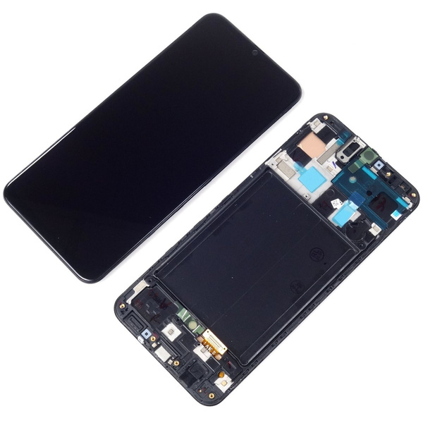 Wyświetlacz LCD + ekran dotykowy Samsung A50 A505F OLED ramka czarna