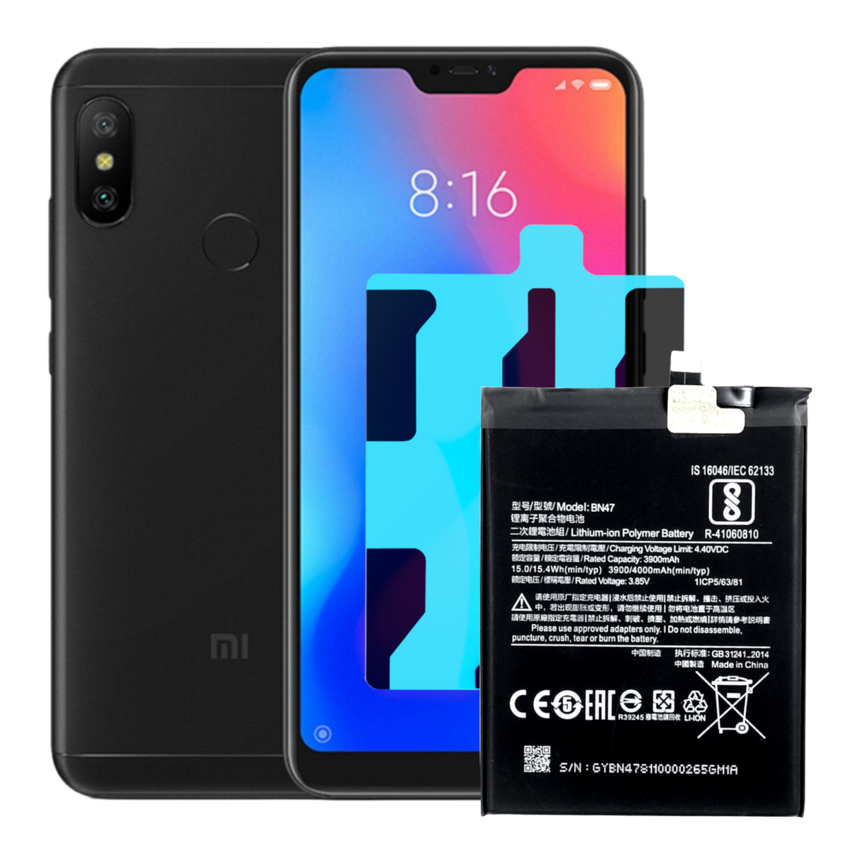 Bateria do Xiaomi Redmi 6 Pro / Xiaomi A2 Lite 3900 mAh + Taśma montażowa