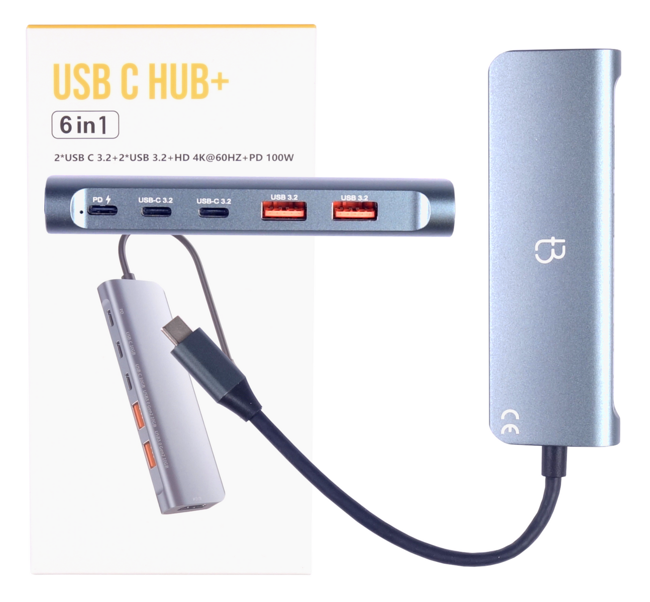 Stacja Dokująca HUB 6w1 2x USB-C + 2x USB 3.2 + HDMI 4K@60Hz + PD 100W