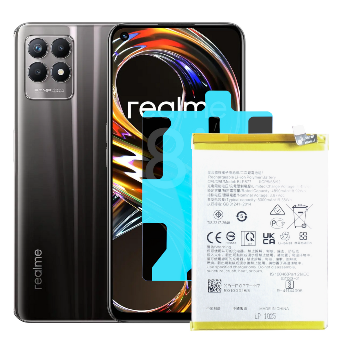 Bateria do Oppo Realme 8i / V20 / V30 / C30 BLP877 4890 mAh + Uszczelka